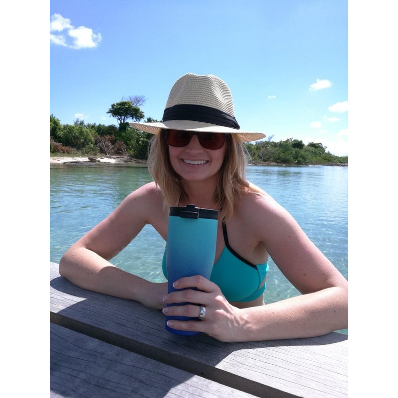 Women Wide Brim Straw Panama Roll up Hat Fedora Beach