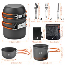 SilverChry Camping Cookware Set, Outdoor Dinnerware, Camping Cookware Set for 1-2 People, Outdoor Cooking Set, Easy to Carry Camping Cooking, for Camping, Outdoor Cooking, Hiking, Travel