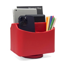 UnionBasic Rotating Desk Organizer, 360 Degree Desk Spinning Caddy, Desktop TV Guide/Mail/Media/Remote Controller Holder Organizer, Red