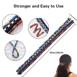 Spiral Lock Hair Tie Dreadlock Accessory Bendable Hair Ties for Women and Men Ponytail Holders Colorful Dreadlock Hair Tie Long Dreads Thick Curly Hair Holder (Green ethnic style)