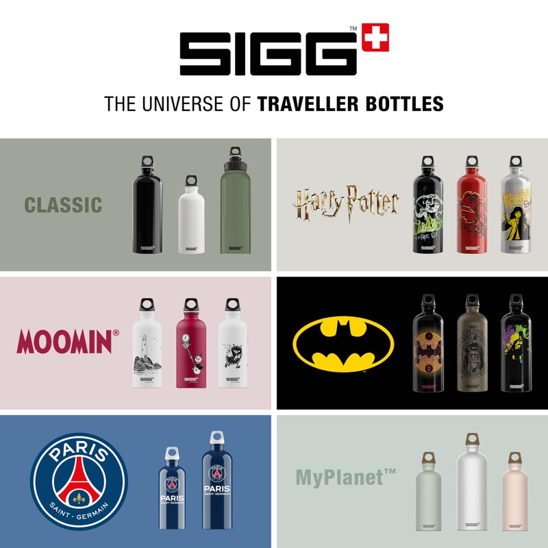SIGG Traveller Black Water Bottle (1 L), Pollutant-Free and Leak-Proof