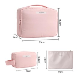 Cosmetic Bag, Pack of 2 Makeup Bag, Large Small, Waterproof Makeup Bag for Women and Girls (Pink), pink, Modern style