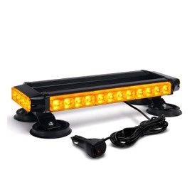 Xprite Amber LED Rooftop Emergency Strobe Light Bar, Double Side Flashing Traffic Advisor Lightbar Magnetic Safety Warning Light w/21 Flash Modes for Construction Vehicles Snowplow Trucks Postal Cars