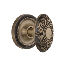 Nostalgic Warehouse 702525 Rope Rosette with Victorian Knob, Privacy - 2.375", Antique Brass