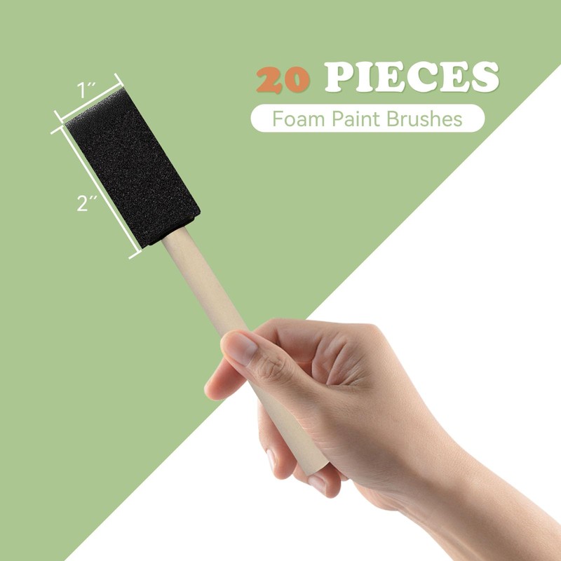 DMSVK 20 Pcs Foam Paint Brushes, 1'' Sponge Paint Brush,