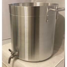 24 qt Aluminum Stock Pot with Spigot Spout: Heavy-Duty 6 Gallons Kettle with Faucet Drain Valve Tap to Pour