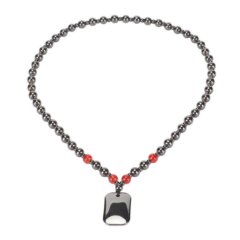 Terahertz Beaded Necklace Fashionable Rectangular Pendant Soreness Relief Energy Stone