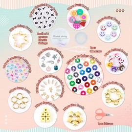 FZIIVQO 6100 Pcs Clay Beads Bracelet Making Kit 24 Colors Clay Heishi Beads Set Preppy Bracelet Kit Lnclude Polymer Flat Clay Bead UV Letter Beads for Jewelry Earrings Making