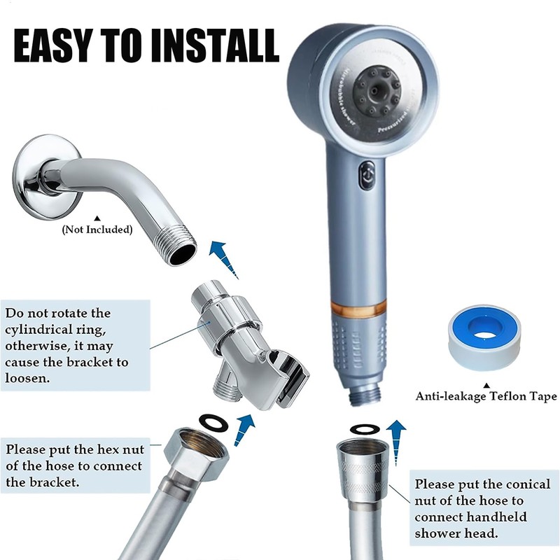 High Pressure Shower Head with Handheld, with Pause Switch 4