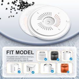 16 Pack Cat Water Fountain Filter Unite 3.0 Fit for E versweet Solo 2/Solo SE, E versweet 3 Pro/2S/3 Pet Cat Kit Water Fountain filters, 3 Filtration System with 16 Pre-Filter Sponges