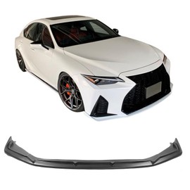 IKON MOTORSPORTS Front Bumper Lip, Compatible with 2021-2024 Lexus IS350 IS300 F Sport, IKON V2 Style Matte Black ABS Plastic Air Dam Chin Spoiler Protector Splitter 1PC