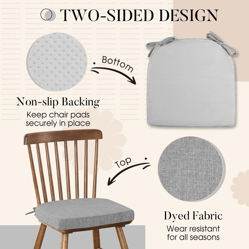 Basic Beyond Chair Cushions for Dining Chairs 6 Pack, Kitchen