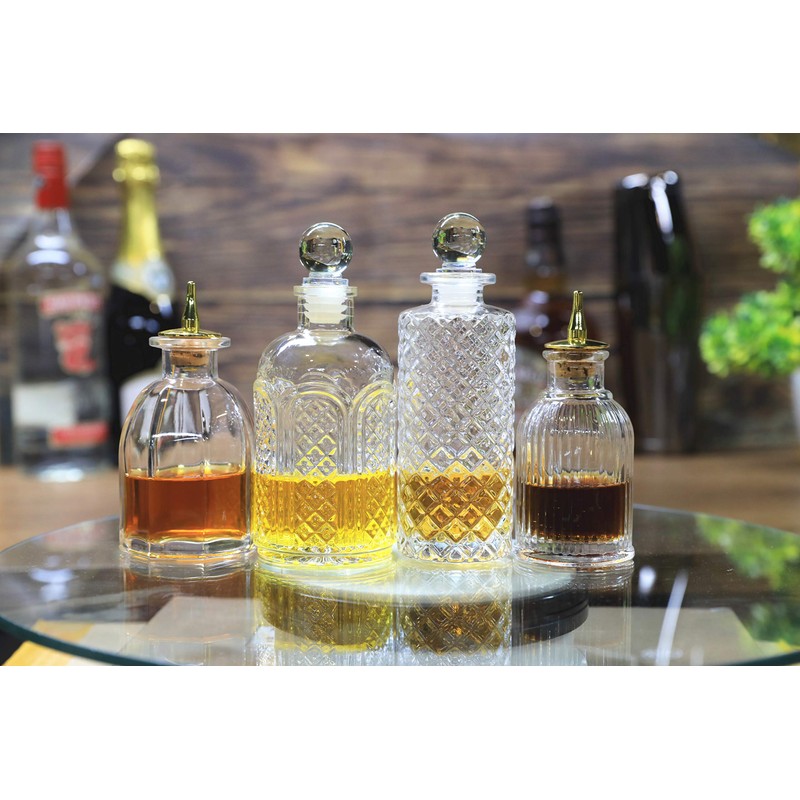 Bitters Bottle for Cocktails - Glass Bitters Bottle with Stainless