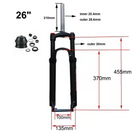 CDHPOWER 26 inch Bicycle Suspension Fork MTB Bike Fork &Headset-Manua