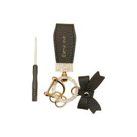 BLOOM SPIRITS Women's Ribbon Glitter Key Ring Cute Korean Cute Car Key Ring, Black