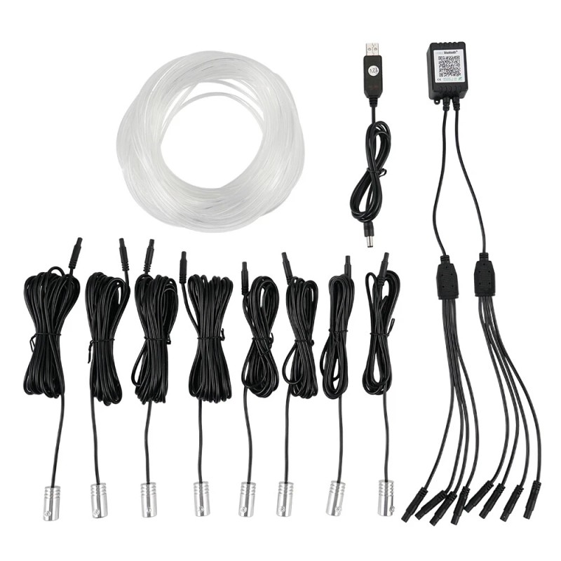 BEVINSEE 10M RGB 8 LED Car Interior Fiber Optical Strip