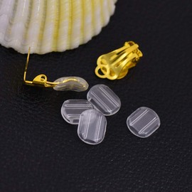 50Pcs Clear Soft Silicone Earring Pads Comfort Earring Cushion for Clip on Earrings, 8x10mm