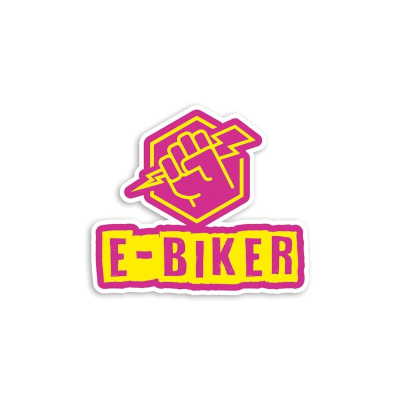 2 x 10cm E-Biker Lightning Bolt Vinyl Stickers - Pink