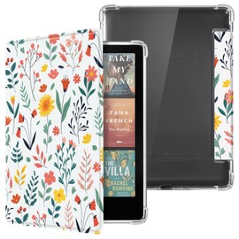 CoBak Case for 7" Ereader - New PU Leather Cover and Clear Soft Silicone Back Cover with Auto Sleep Wake Feature