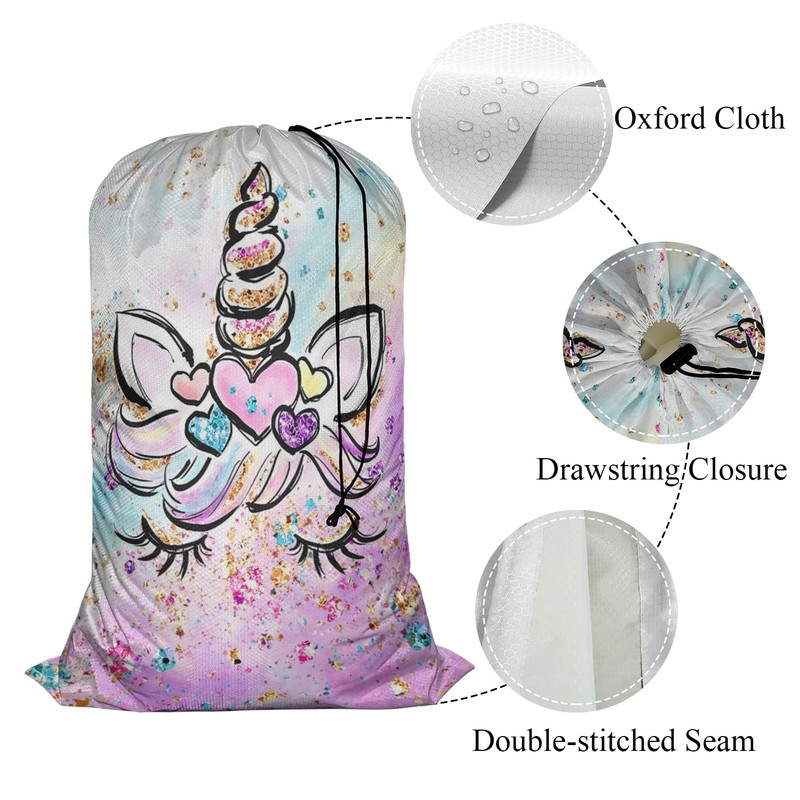 Swono Unicorn Laundry Bags with Locking Drawstring Closure 28" x