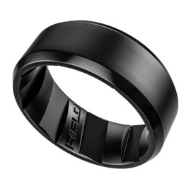 RIFLD Men's Tactical Silicone Rings, 9mm Wide 2.5mm Thick Rubber Wedding Bands for Him, Breathable Working Man's Performance Ring
