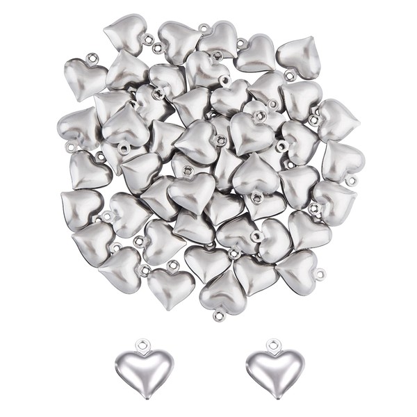 UNICRAFTALE Blown Heart Mixed Shapes Charms Pendants Stainless Steel Small Hole Charms for Women Girls Earrings Necklaces Bracelets Jewelry Making, Stainless Steel