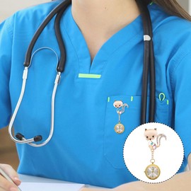 VALICLUD Fox-Shaped Nurse Fob Watch, Clip-on Pocket Watch with Rotating Dial, Easy-to-Read Quartz Movement for Medical Professionals and Nursing Students