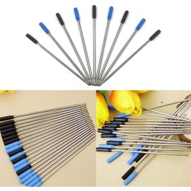 10Pcs Black Ink Ballpoint Metal Pen Refill 1.0mm Length 11.6cm and Short Steel Blue Replacement V8B4 Re Pen Refill Office Supplies Writing and Correction Supplies