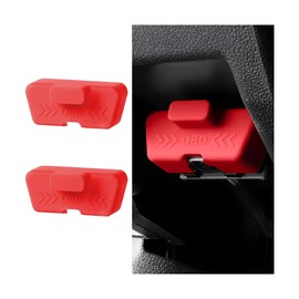 Norkmdi Car OBD Port Lid, 2PCS Waterproof Silicone OBD Interface Protective Cover, Anti-Theft Automotive Interior Socket Diagnostic Port Lock Sleeve, Universal for SUV RV Truck (Red)