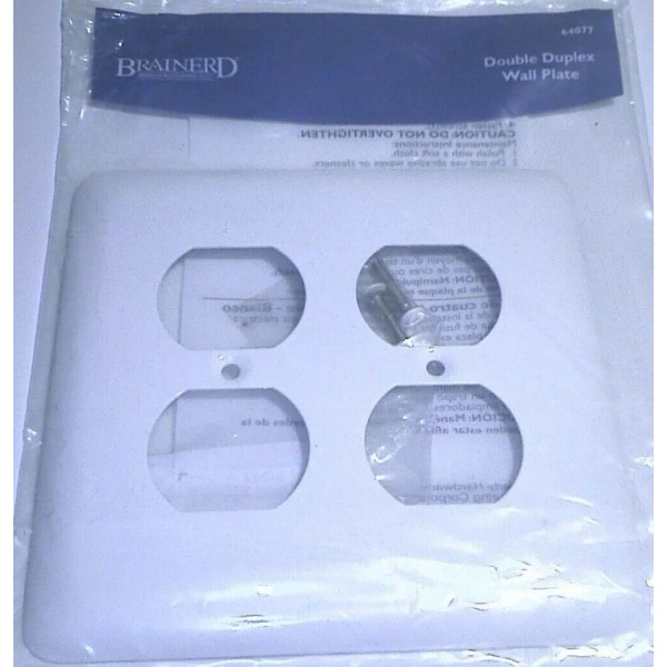 BRAINERD WHITE DOUBLE DUPLEX OUTLET PLATE COVER Bin C