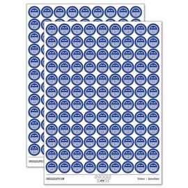 Happy Face Big Smile Teeth Grin Emoticon 200+ Round Stickers - Matte Finish - 0.50" Size - Dark Blue