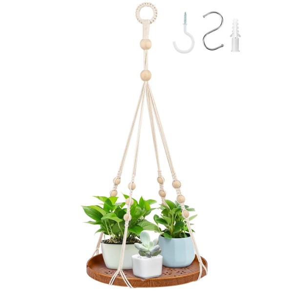 Suream ndoor Hanging Planter Shelf Black Macrame Hanger Handmade Cotton