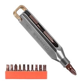 FANAUE Titanium Small EDC Multi Bit Pocket Screwdriver, Professional Grade Magnetic Repair Tool Kit, 10 in 1 Mini Precision Screwdriver Set Magnetic Repair Multitool for Daily Home Improvement Use