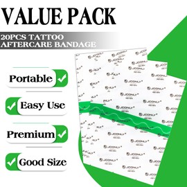 Ruicoo Waterproof Tattoo Aftercare Bandage 20PCS - 4 in x 6 in Second Skin Tattoo Cover Convenient Quick Tattoo Protection Tattoo Wraps for Healing