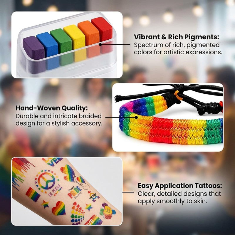 14pcs Pride Face Paint Sticks Set, Rainbow Face Paint Set