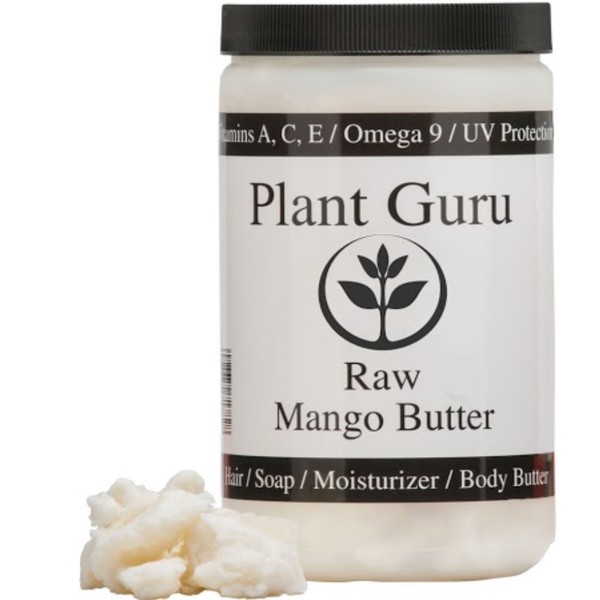 Raw Mango Butter 16 oz. / 1 lb. Jar CHUNKS - 100% Pure Natural Unrefined - Great for Skin and Hair Growth. DIY Soap Making, Body Butter, Lotions and Creams.