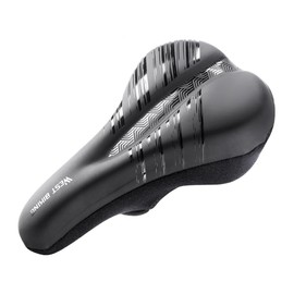 OIENNI Bicycle Saddle Cover, Ultra Thick Cushion, Won't Hurt Your Buttocks, PU Leather, Waterproof, Built-in Gel, Shock Absorption, Suitable for Road Bikes, Cross Bikes, Mountain Bikes, For Thin Saddles, Tape Cloth Type, Easy Installation (Type-W)