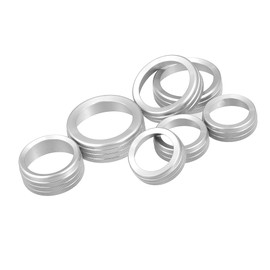 A ABSOPRO Car AC Climate Control Ring Knob Ring Trim Cover for Ford F-150 2021 2022 Headlight Switch Button Decor Aluminum Alloy Silver Tone (Set of 7)