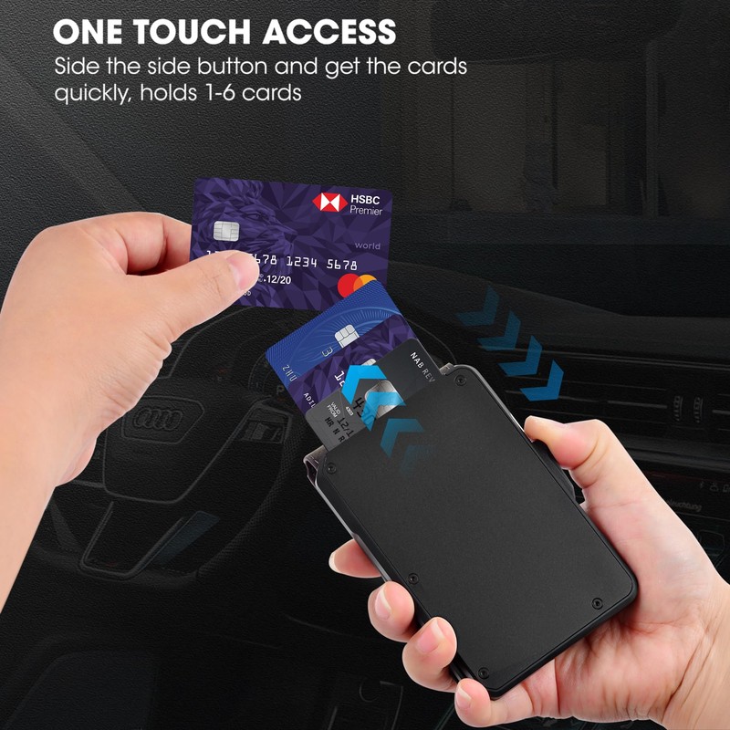 Aipinvip Mens Wallets RFID Blocking Automatic Pop Up Card Wallet