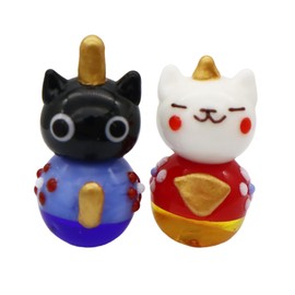 Four Cart Cute Glass Hina Doll Cat Hina Doll