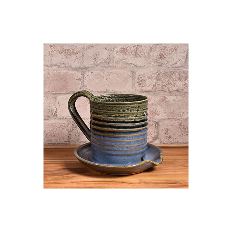 American Handmade Microwave Bacon Cooker by Holman Pottery, Smoky Blue
