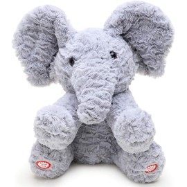 Toyland® 30 cm Peekaboo Elephant Plush Stuffed Toy – Animated Singing Toy with Double Function and Movable Ears – Perfect for Development