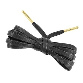 Loop Queen Shoelaces 1 Pair Flat Cotton Shoe Laces with Gold Tips, Black, 5-6 Eyelets / 114cm / 45"