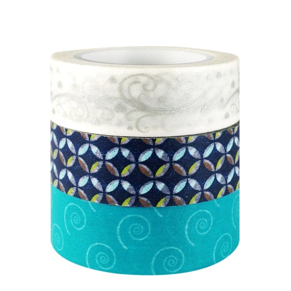 Wrapables Cool Tones Japanese Washi Masking Tape (Set of 3),