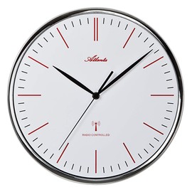 Atlanta 4494 Radio-Controlled Wall Clock Silent without Ticking Noises 32 cm Round Silver Modern