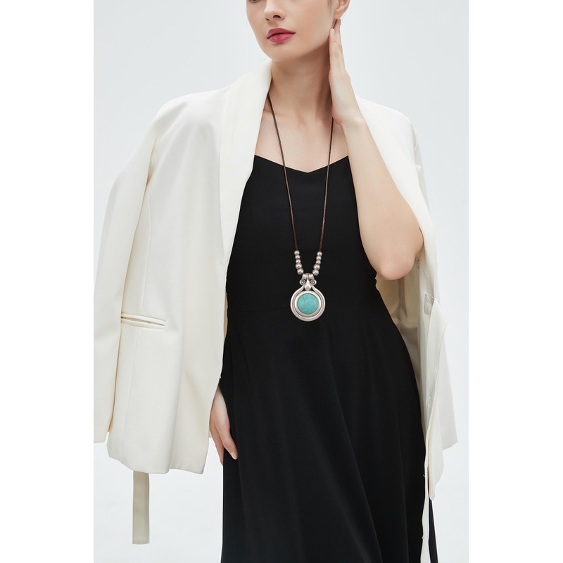 joymiao Chunky Necklace for Women Bohemian Long Leather Rope Necklace
