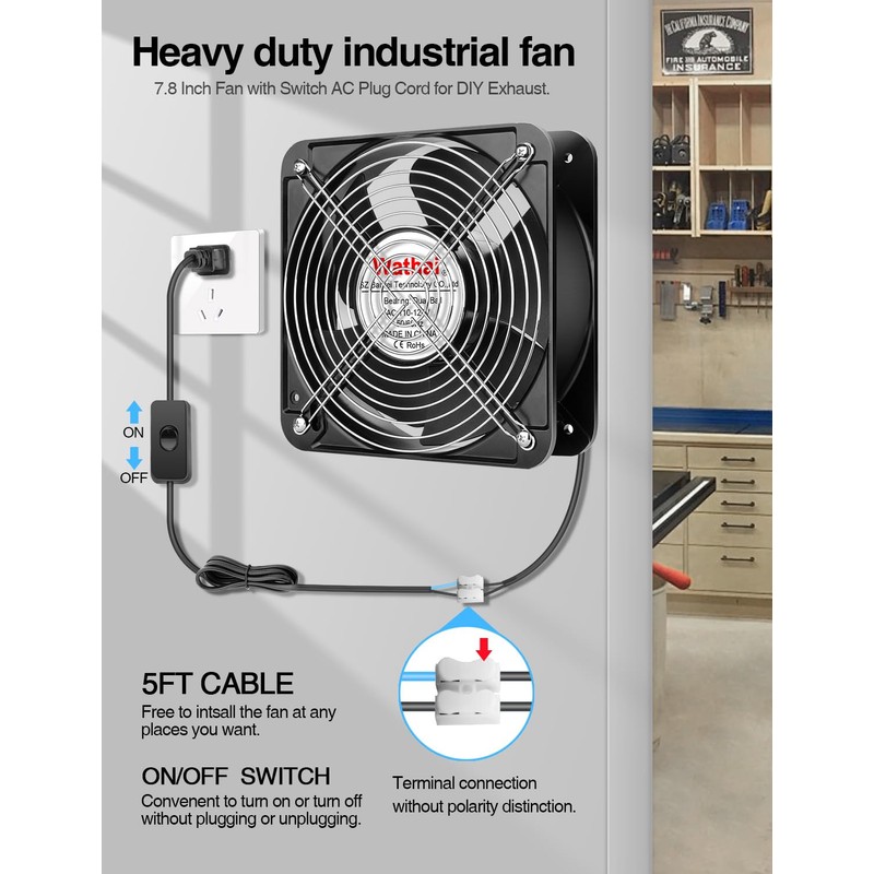 Wathai AC Axial 2060 200mm Case Muffin Fan 110v 120V