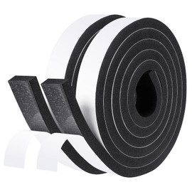 fowong Door Insulation Strip for Door Soundproofing, 2 Rolls 25 mm(W) x 10 mm(T) Total 4M Long, Soundproof Door Seal, Door Draft Excluder Strip for Anti-Collision, Anti-Slipping, Black