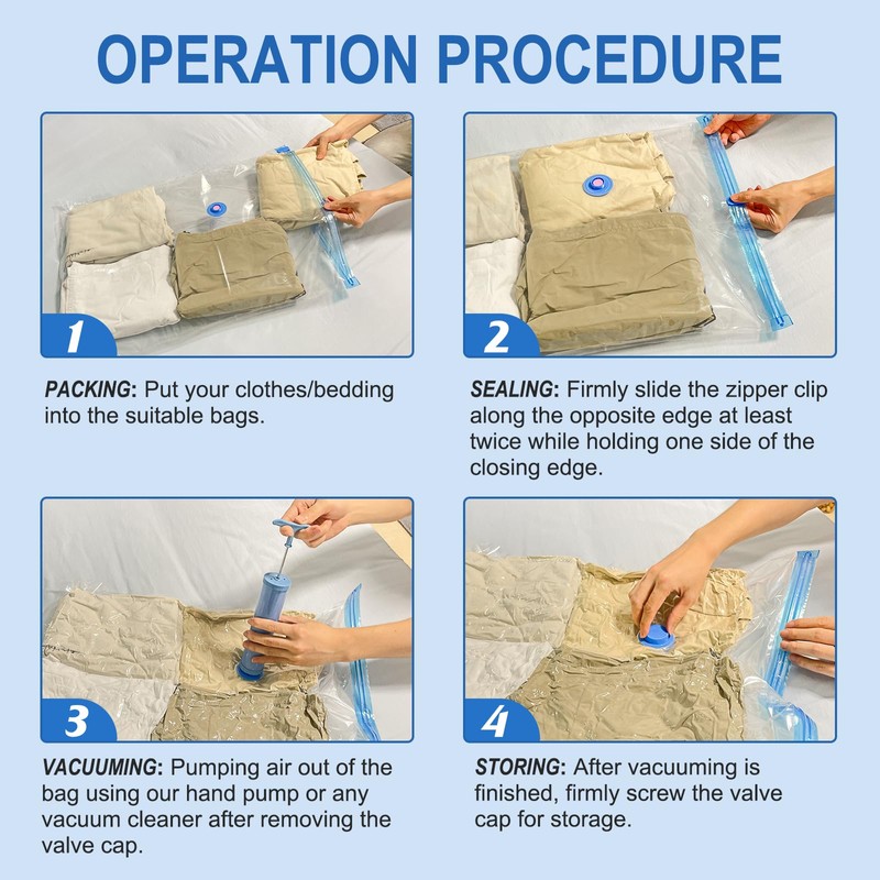 Fygrip 10 Pack Small Vacuum Storage Bags with Hand Pump,