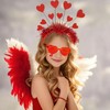 Amor Costume Glasses Accessories, Heart Headband Red, Glitter Heart Headband